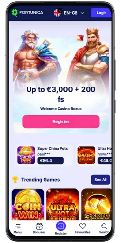 Welkomstbonus bij Fortunica casino