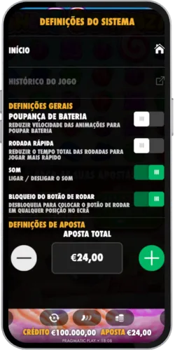 Alteração da aposta no Sweet Bonanza