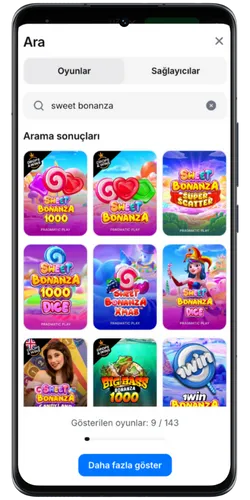 Suche nach Sweet Bonanza